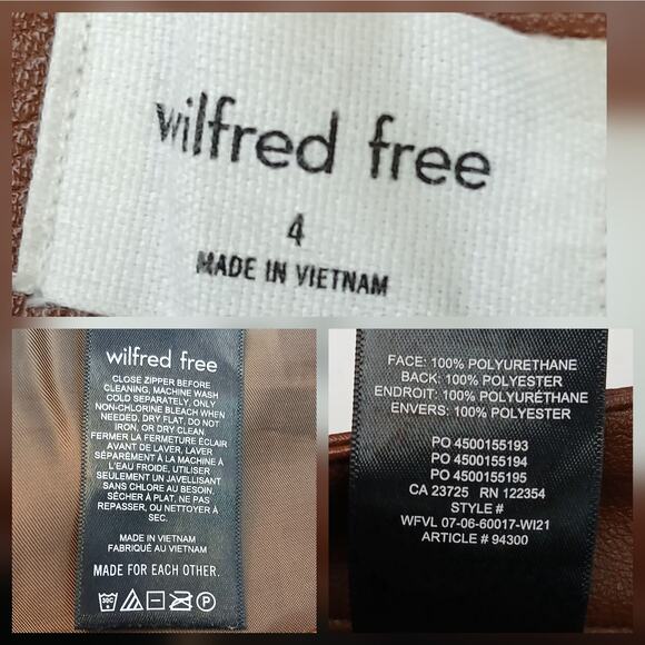 Wilfred Free SZ 4 Brown Faux Leather Utility Painter Style Pants - Picture 6 of 6